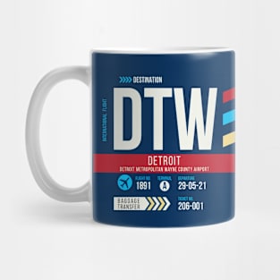 Detroit (DTW) Airport Code Baggage Tag Mug